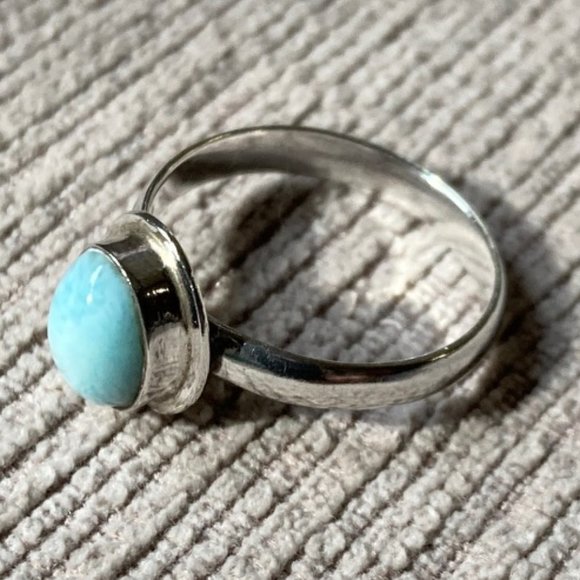 Blue Larimar Sterling Silver Ring - Size 6.5 - Picture 4 of 7